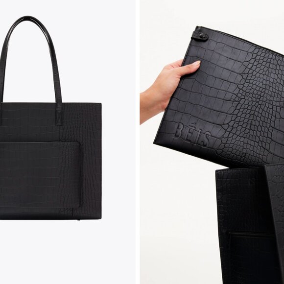 Beis Large Work Tote in Croc - Picture 2 of 2